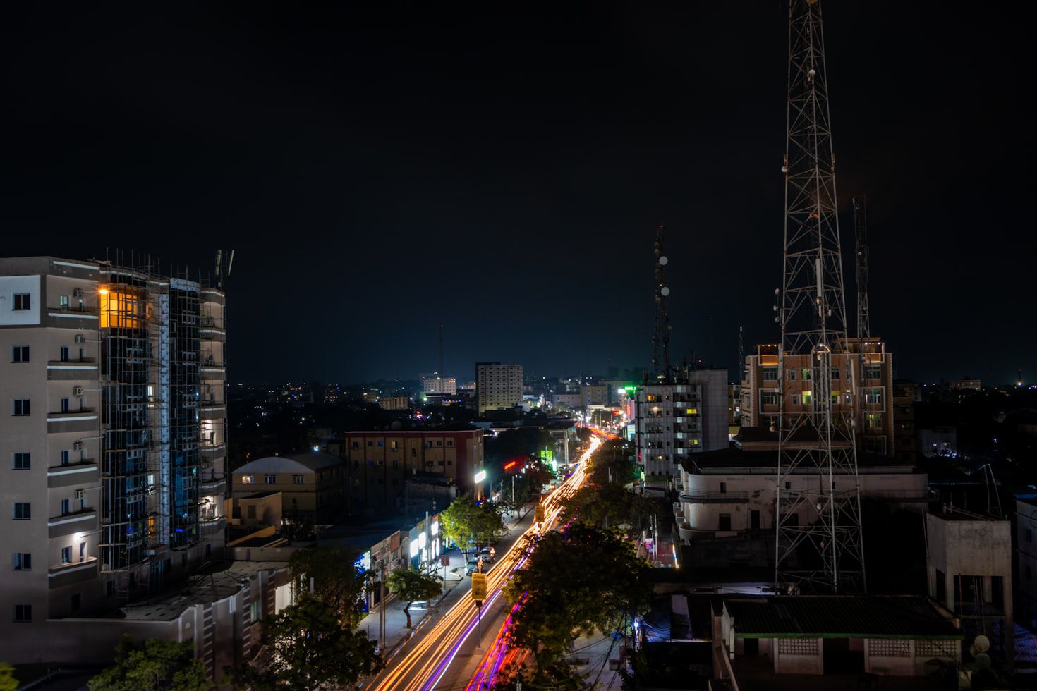 A Night View of Mogadishu City.