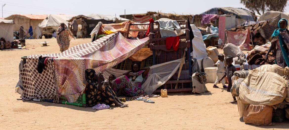 © UNICEF/Mohamed Dawod Temporary shelters for newly arrived displaced families from the Kordofan states at an IDP site in White Nile state. Sudan's conflict has killed thousands of people and forced millions from their homes.