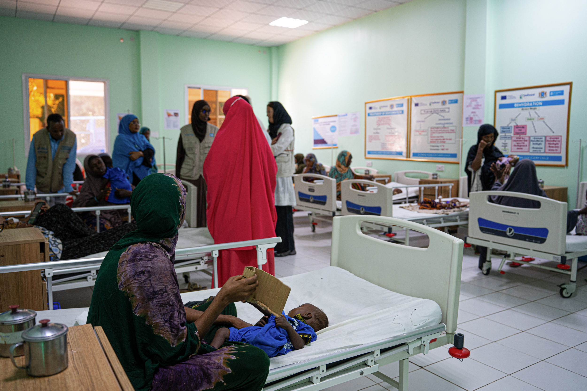 SOS Children's Mother and Child Hospital, located in Heliwa District in Somalia's Banadir Region, is among the health facilities providing care to malnourished children, including children referred or brought from Balad and Jowhar districts in Middle Shabelle Region, Hirshabelle State. The hospital provides essential treatment and nutritional support to children arriving with acute malnutrition and related health complications. NRC