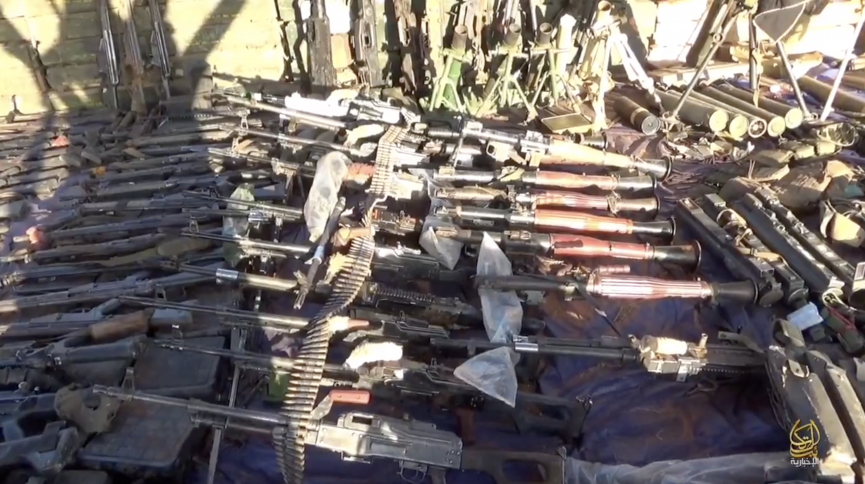 Al-Shabaab displays captured weapons in Caad, Somalia.