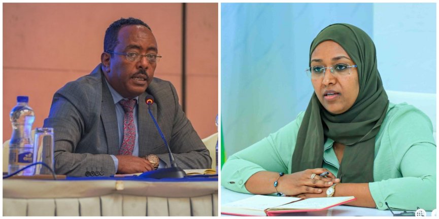 Redwan Hussein (left), previously serving as the National Security Advisor to the Prime Minister, has been appointed as the new Director General of NISS, and Tigist Hamid (right) as the new Director-General of INSA.