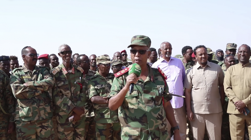 General Nuux Taani, addressing the newly deployed forces in Oog on Tuesday 5 September 2023, urged them to be prepared for a tough battle alongside the army.