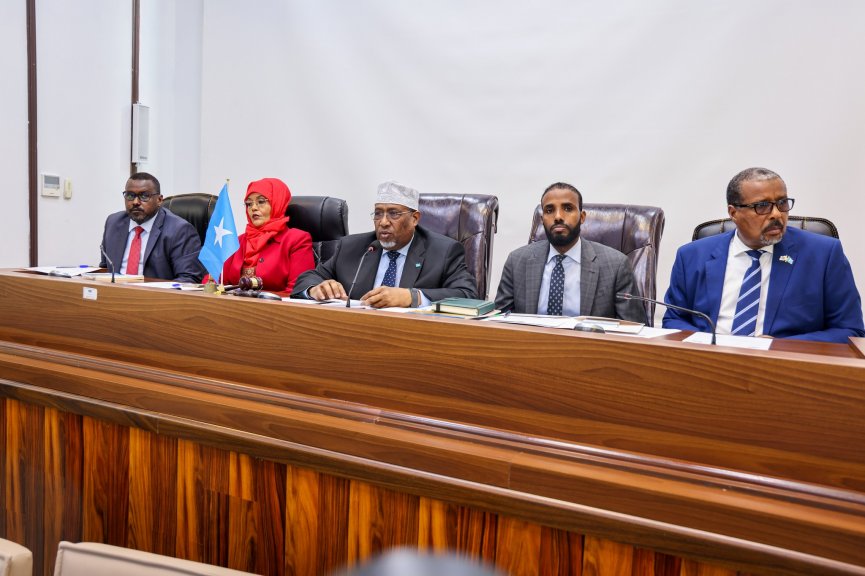 Speaker of Lower House Aadan Madobe [centre] announced a total of 212 MPs from the Lower House and 42 Senators from the Upper House participated in the vote. | PHOTO/ OFFICIAL.